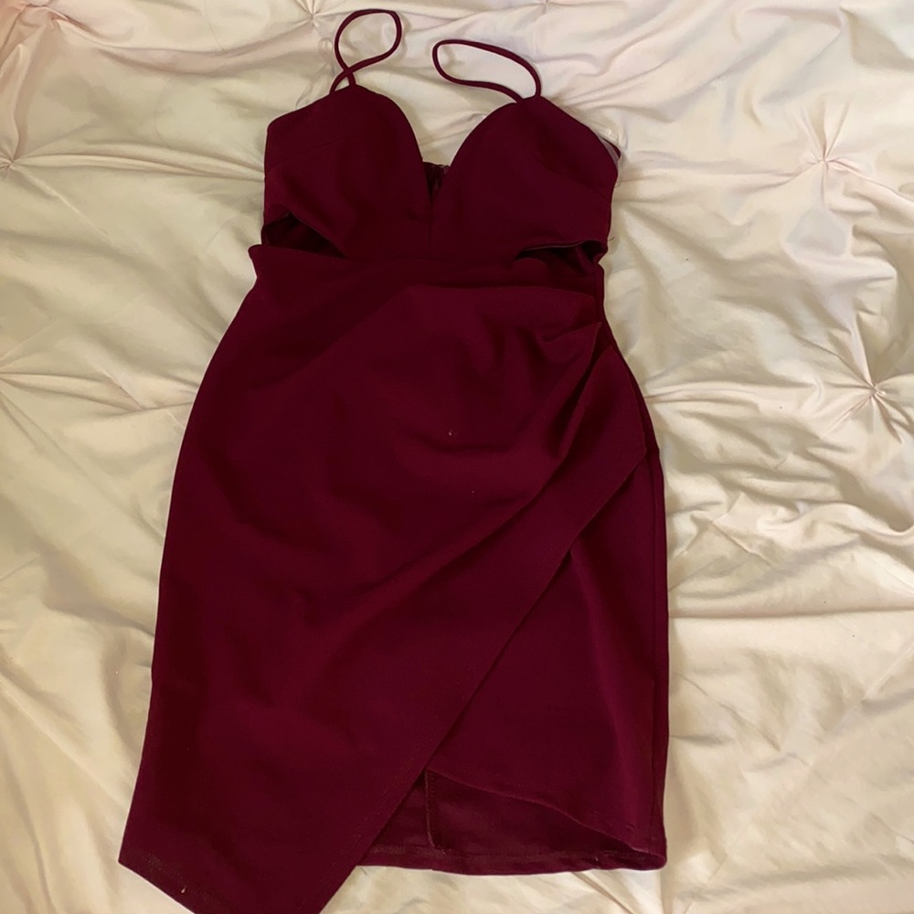 A pretty dark burgundy sort of party dress